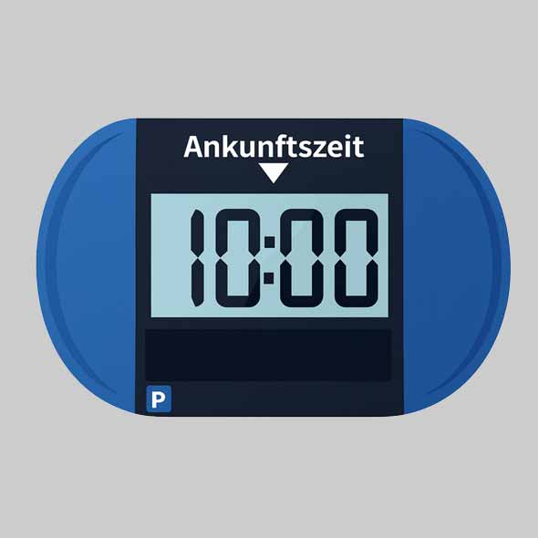 Electronic parking disc with digital display and solar function (Rendering)